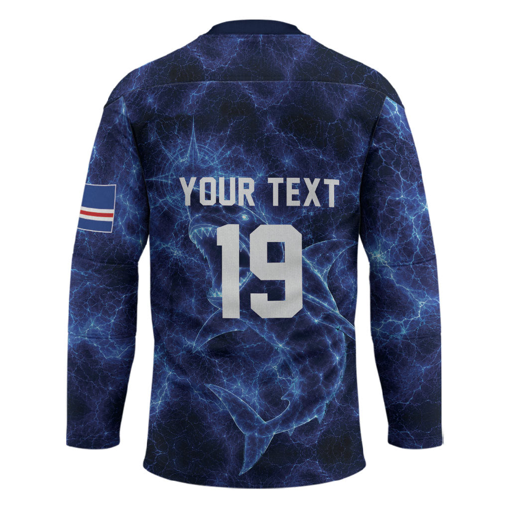 Custom World Football 2026 Cabo Verde Hockey Jersey Go Blue Sharks Glory
