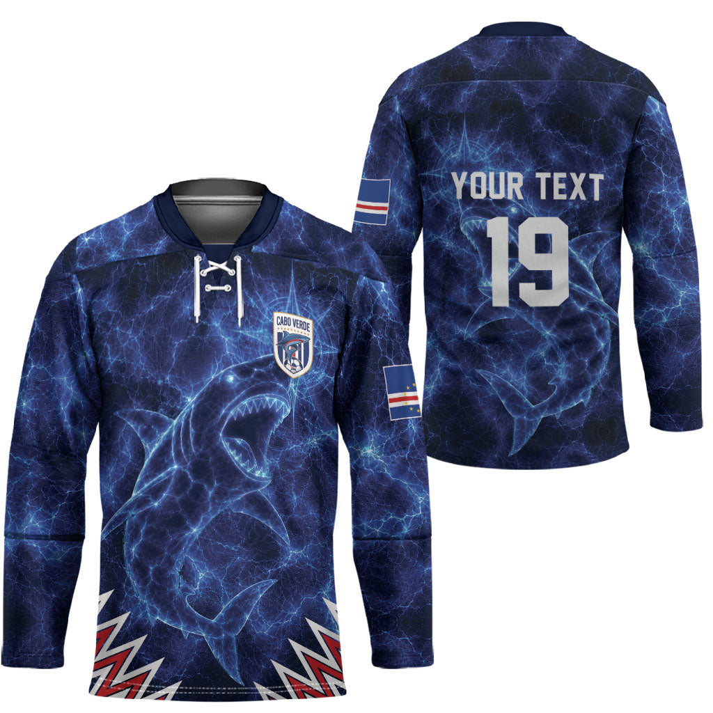 Custom World Football 2026 Cabo Verde Hockey Jersey Go Blue Sharks Glory