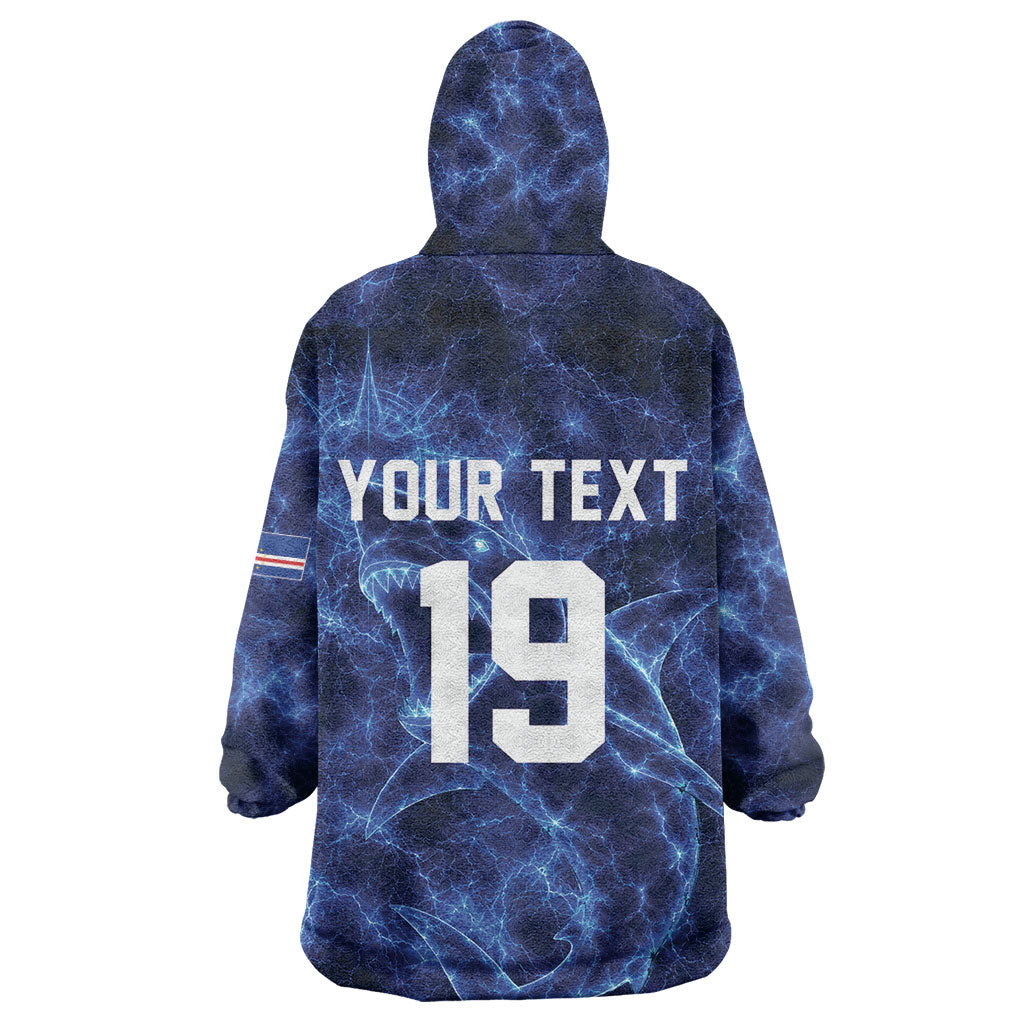 Custom World Football 2026 Cabo Verde Kid Wearable Blanket Hoodie Go Blue Sharks Glory