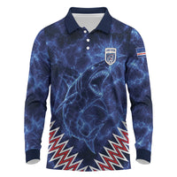Custom World Football 2026 Cabo Verde Long Sleeve Polo Shirt Go Blue Sharks Glory