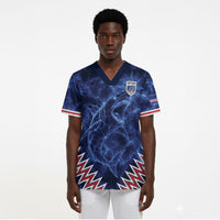 Custom World Football 2026 Cabo Verde Scrub Top Go Blue Sharks Glory