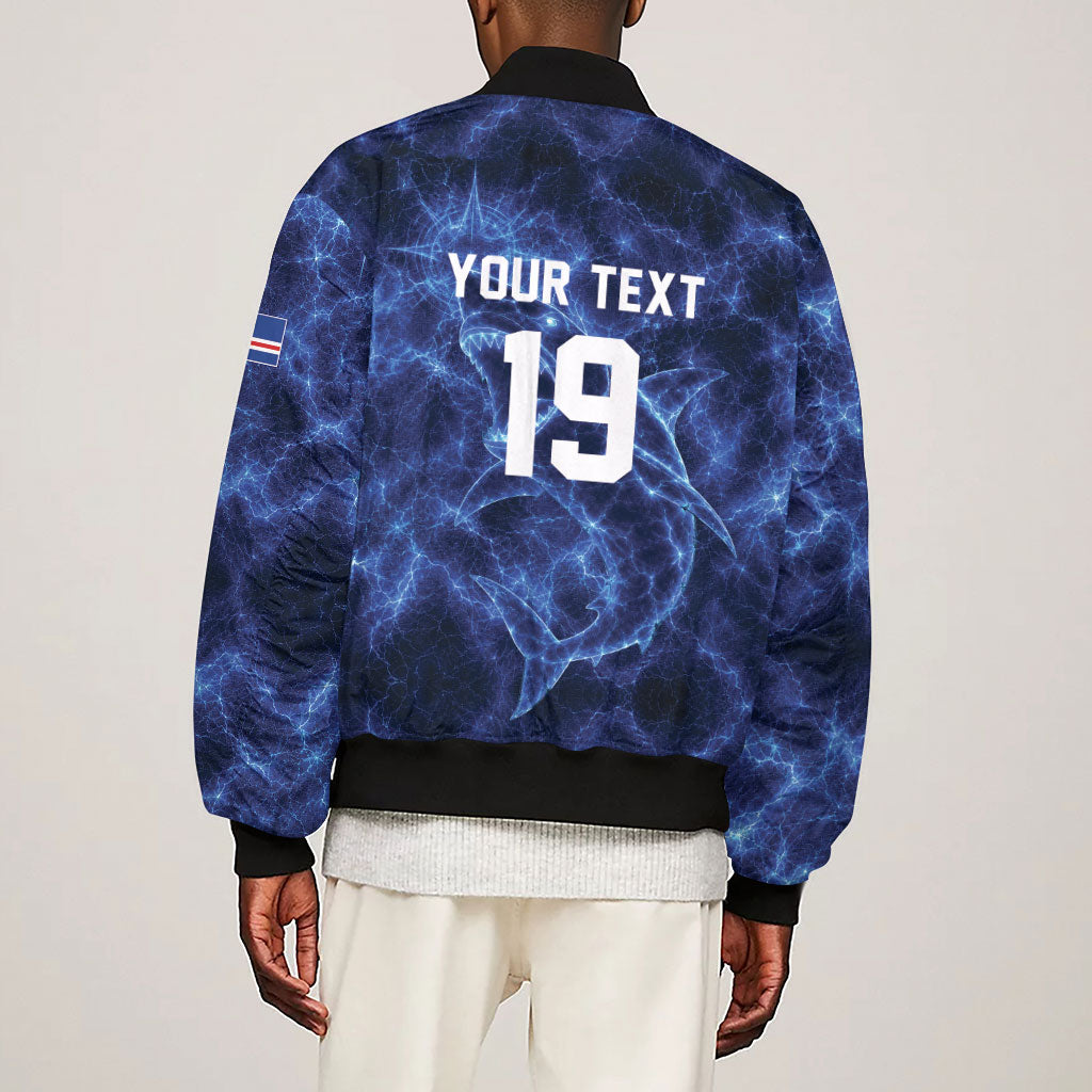 Custom World Football 2026 Cabo Verde Sleeve Zip Bomber Jacket Go Blue Sharks Glory