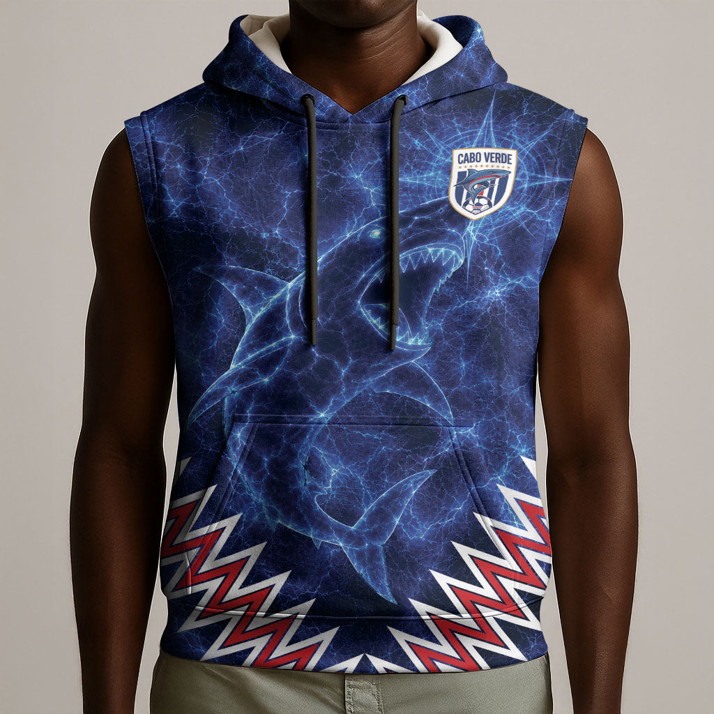 Custom World Football 2026 Cabo Verde Sleeveless Hoodie Go Blue Sharks Glory