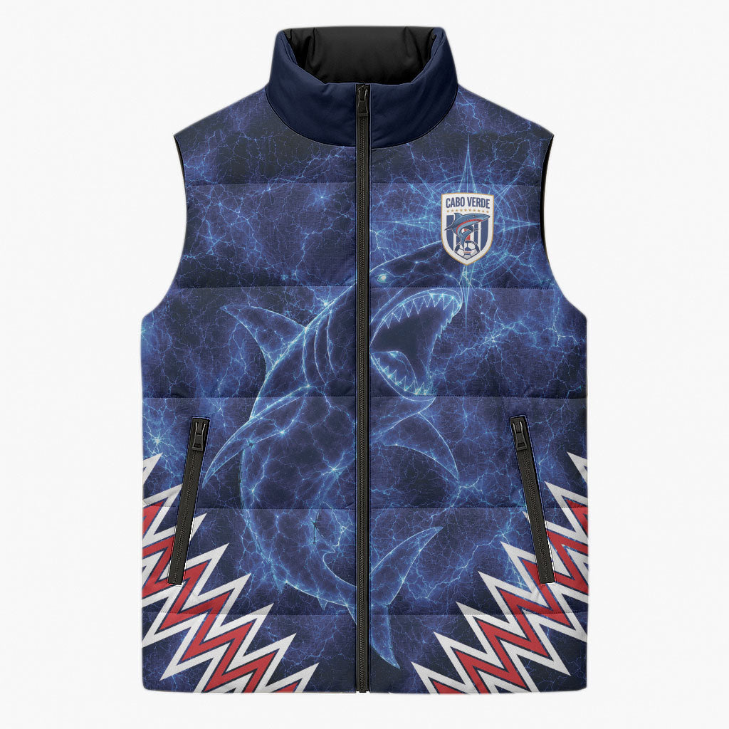 Custom World Football 2026 Cabo Verde Sleeveless Puffer Jacket Go Blue Sharks Glory