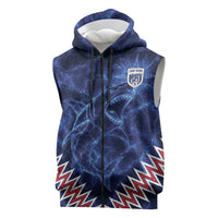 Custom World Football 2026 Cabo Verde Sleeveless Zip Hoodie Go Blue Sharks Glory