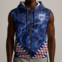 Custom World Football 2026 Cabo Verde Sleeveless Zip Hoodie Go Blue Sharks Glory