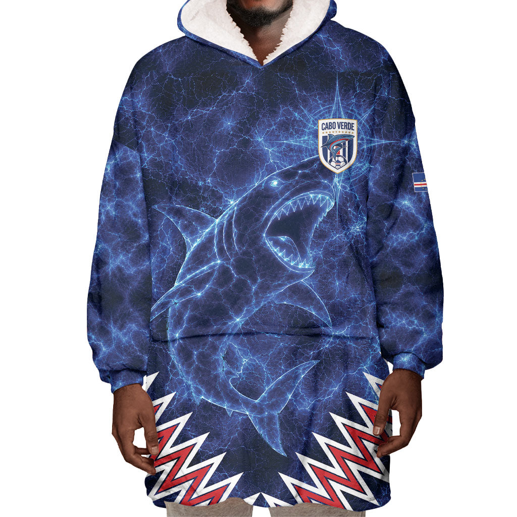 Custom World Football 2026 Cabo Verde Wearable Blanket Hoodie Go Blue Sharks Glory
