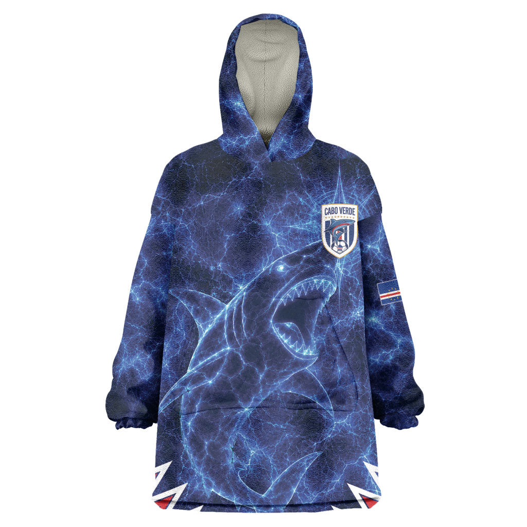 Custom World Football 2026 Cabo Verde Wearable Blanket Hoodie Go Blue Sharks Glory