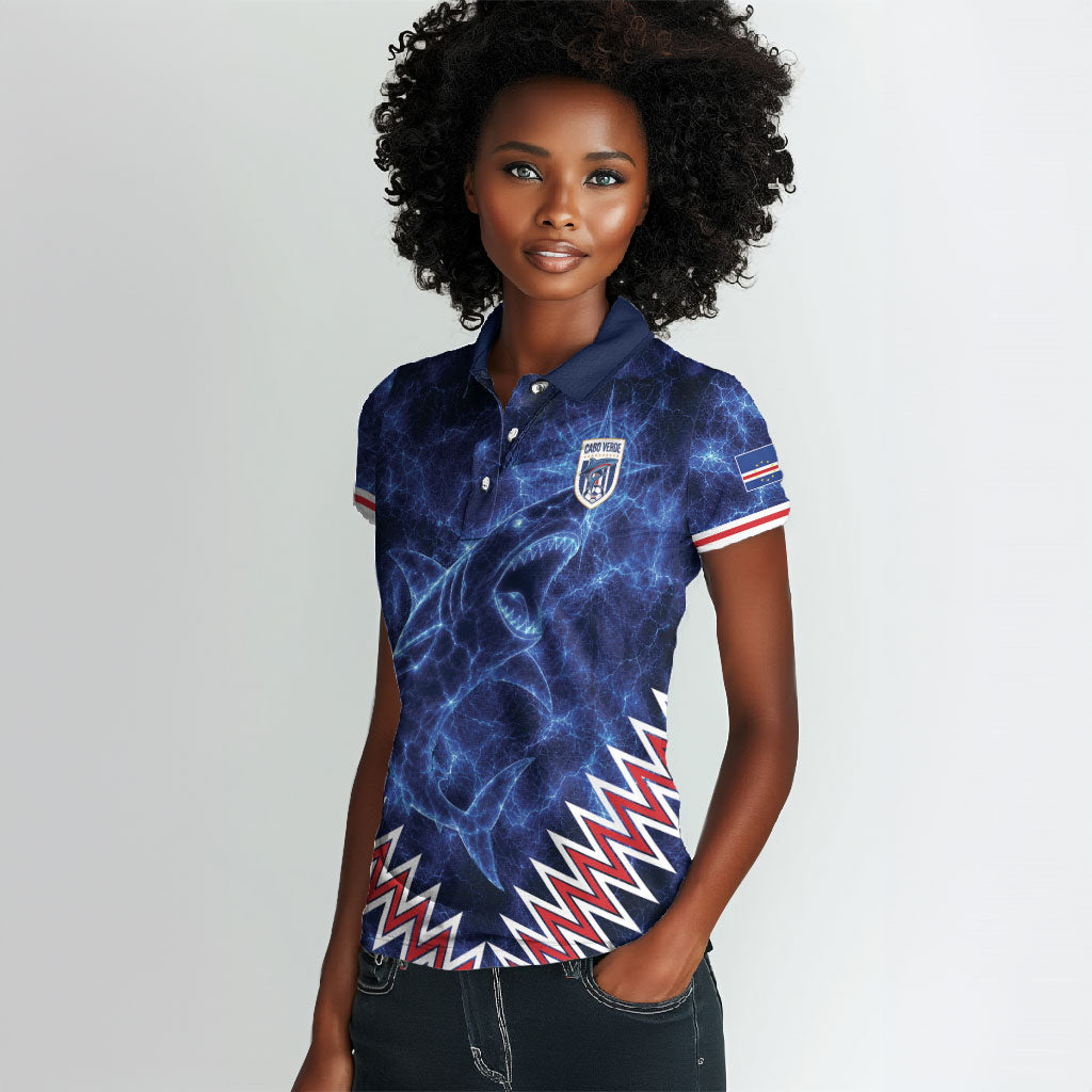 Custom World Football 2026 Cabo Verde Women Polo Shirt Go Blue Sharks Glory