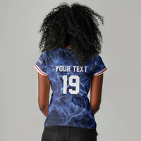 Custom World Football 2026 Cabo Verde Women V-Neck T-Shirt Go Blue Sharks Glory