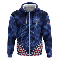 Custom World Football 2026 Cabo Verde Zip Hoodie Go Blue Sharks Glory