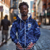 Custom World Football 2026 Cabo Verde Zip Hoodie Go Blue Sharks Glory