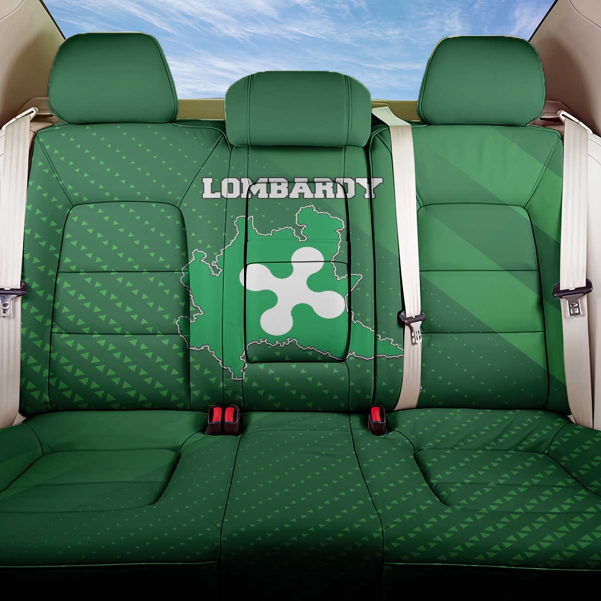 Italy Lombardy Back Car Seat Cover Map With Flag Style - Wonder Print Shop