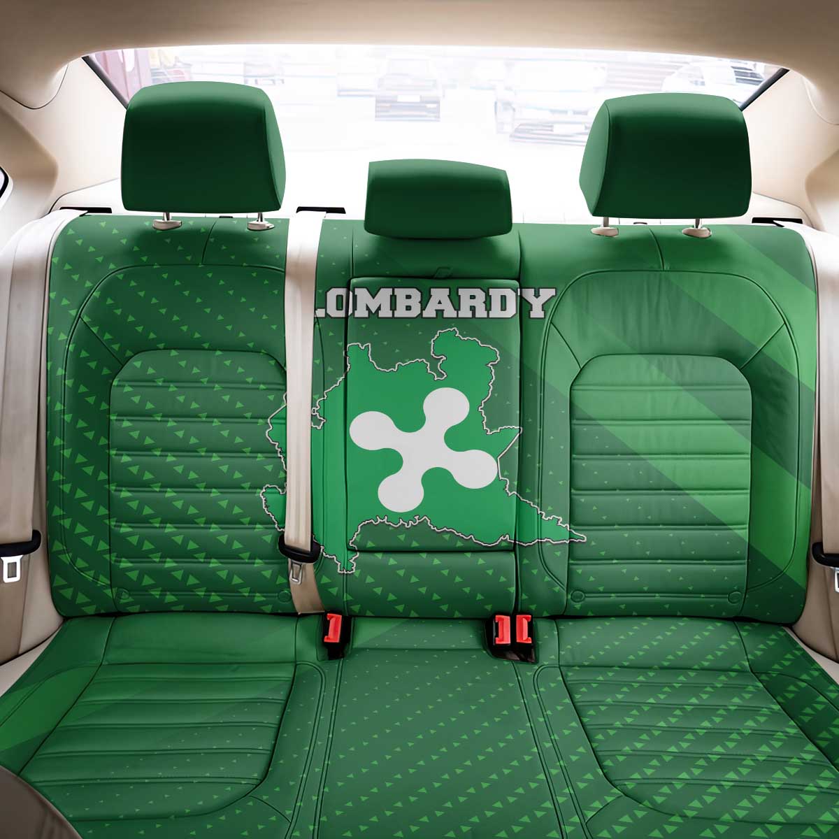 Italy Lombardy Back Car Seat Cover Map With Flag Style - Wonder Print Shop
