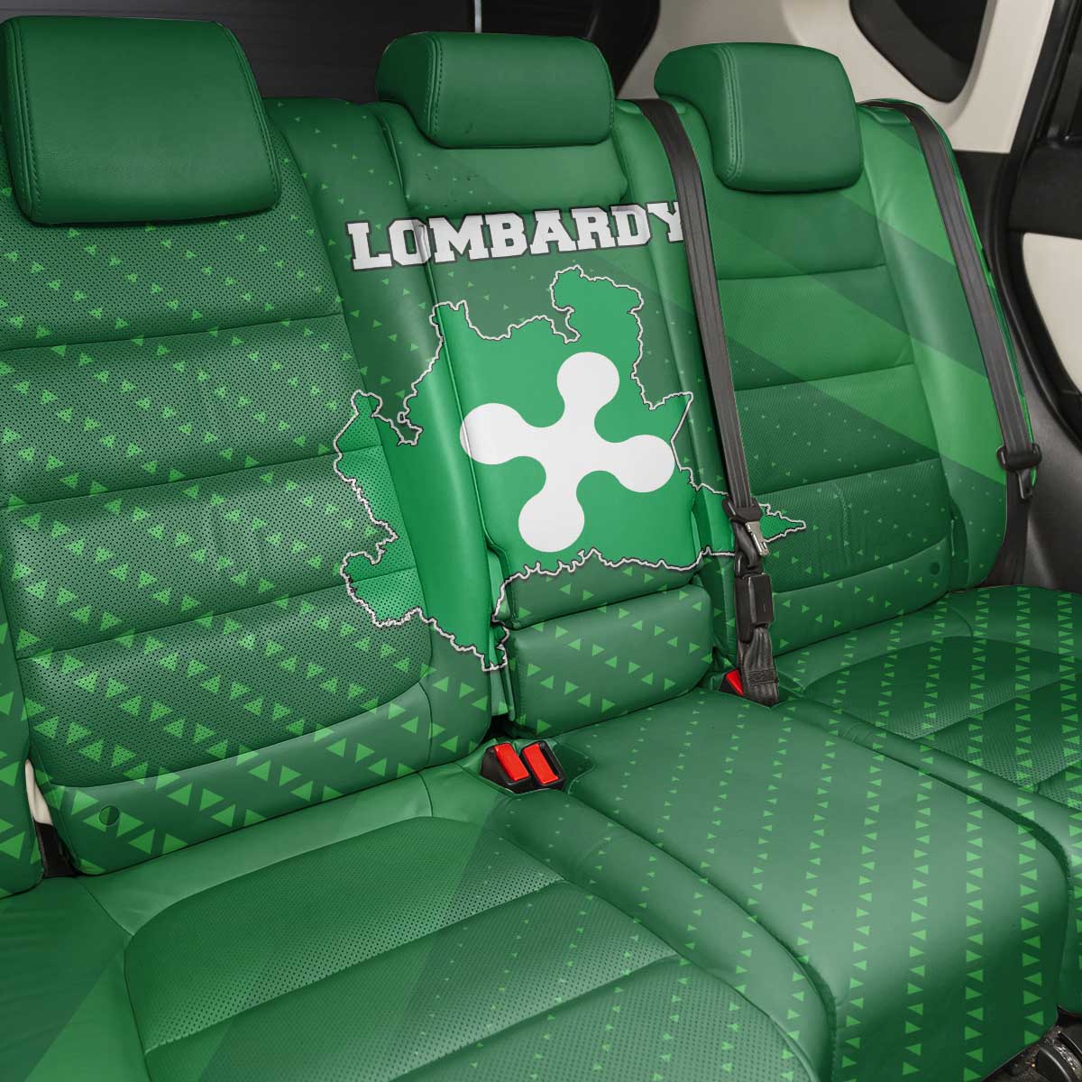 Italy Lombardy Back Car Seat Cover Map With Flag Style - Wonder Print Shop