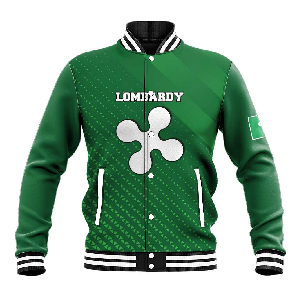 Italy Lombardy Baseball Jacket Map With Flag Style - Wonder Print Shop