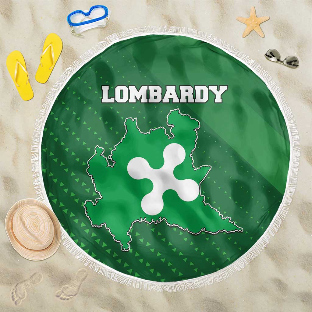 Italy Lombardy Beach Blanket Map With Flag Style - Wonder Print Shop