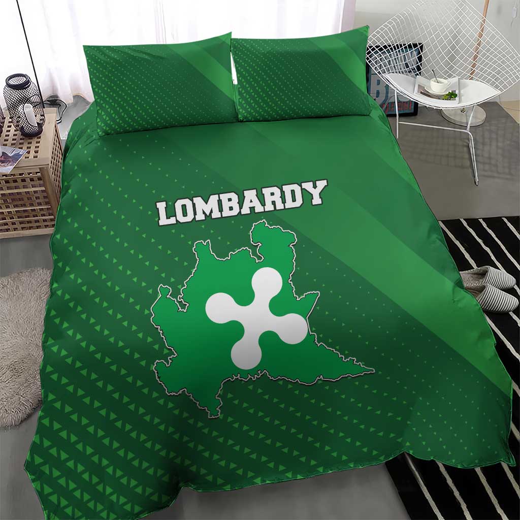 Italy Lombardy Bedding Set Map With Flag Style - Wonder Print Shop