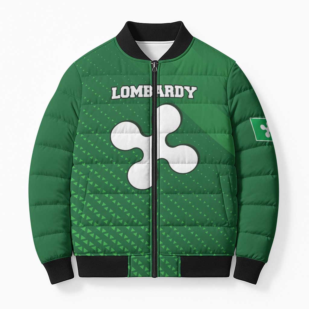 Italy Lombardy Bomber Puffer Jacket Map With Flag Style - Wonder Print Shop