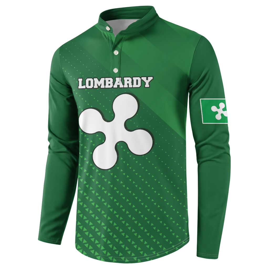 Italy Lombardy Button Sweatshirt Map With Flag Style - Wonder Print Shop