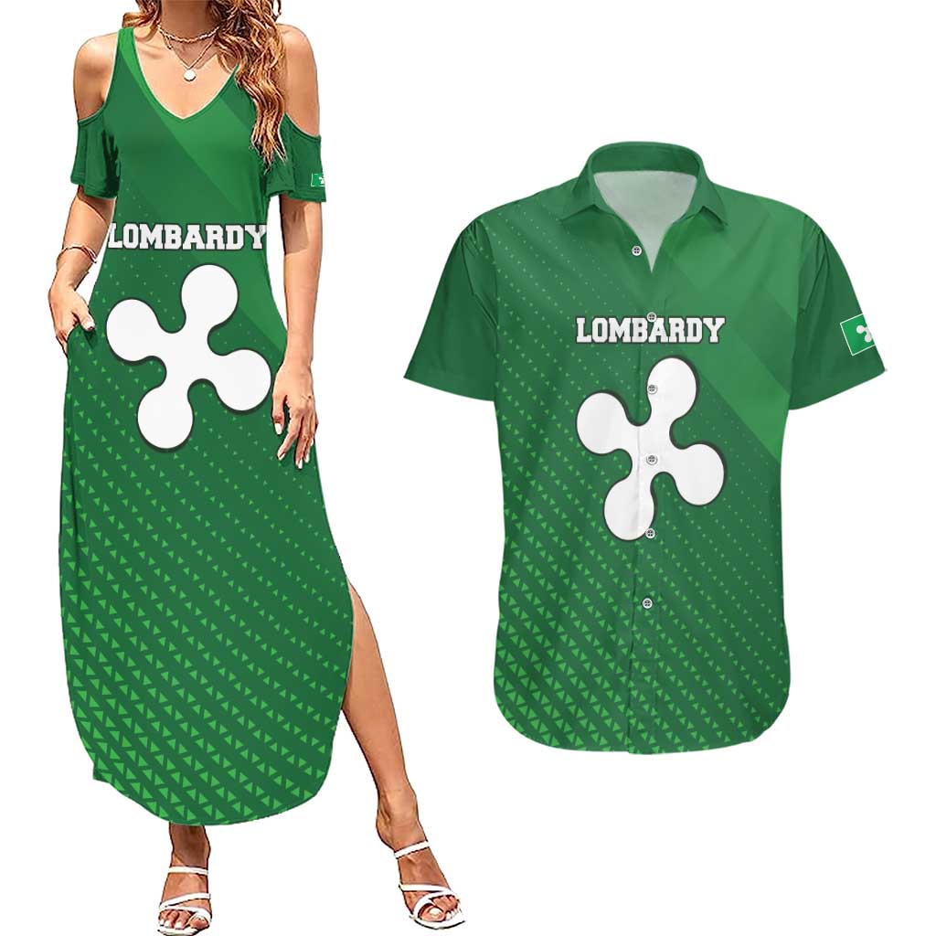 Italy Lombardy Couples Matching Summer Maxi Dress and Hawaiian Shirt Map With Flag Style - Wonder Print Shop