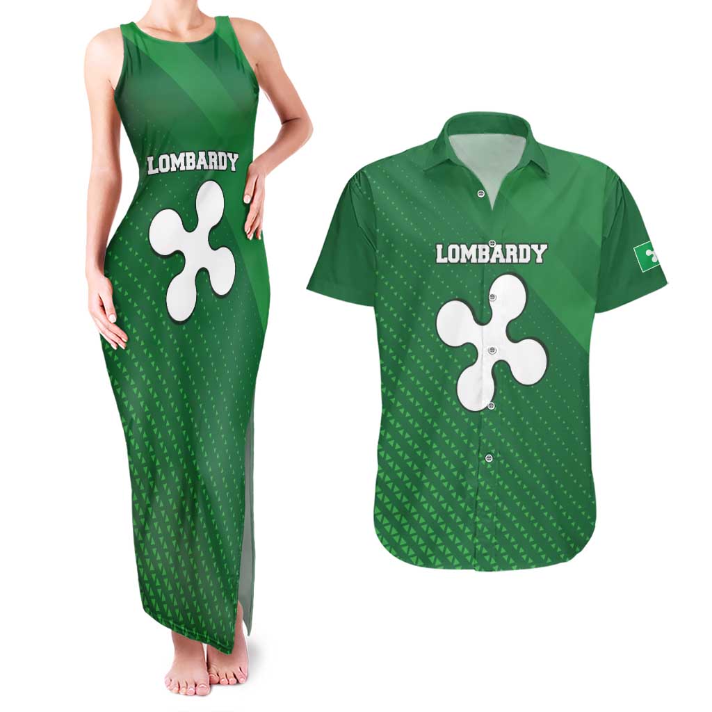 Italy Lombardy Couples Matching Tank Maxi Dress and Hawaiian Shirt Map With Flag Style - Wonder Print Shop