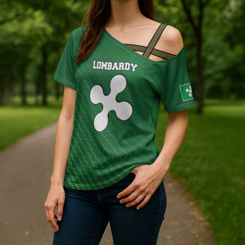 Italy Lombardy Cross Shoulder Shirt Map With Flag Style - Wonder Print Shop