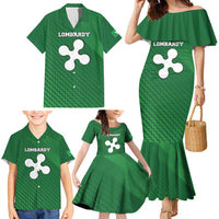 Italy Lombardy Family Matching Mermaid Dress and Hawaiian Shirt Map With Flag Style - Wonder Print Shop