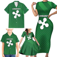 Italy Lombardy Family Matching Short Sleeve Bodycon Dress and Hawaiian Shirt Map With Flag Style - Wonder Print Shop