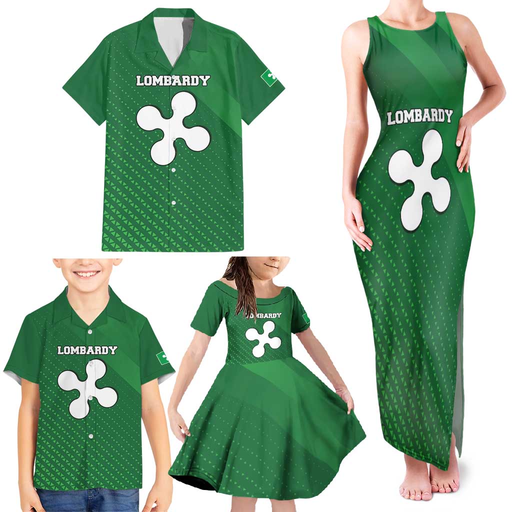 Italy Lombardy Family Matching Tank Maxi Dress and Hawaiian Shirt Map With Flag Style - Wonder Print Shop