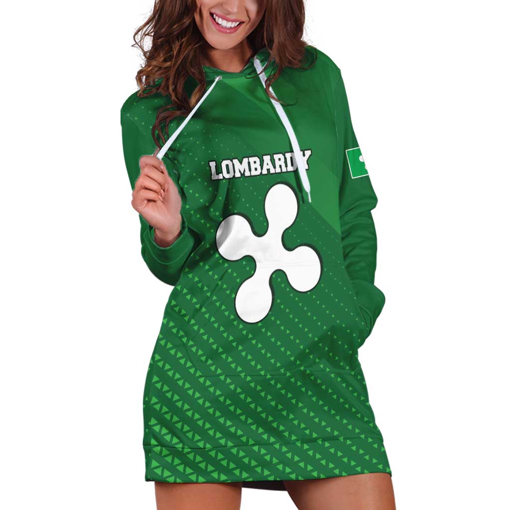 Italy Lombardy Hoodie Dress Map With Flag Style - Wonder Print Shop