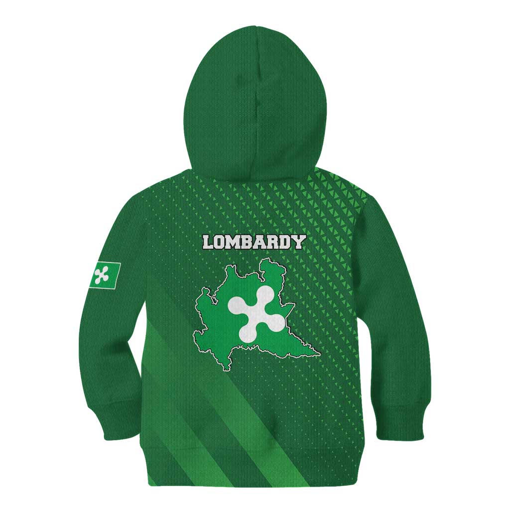 Italy Lombardy Kid Hoodie Map With Flag Style - Wonder Print Shop