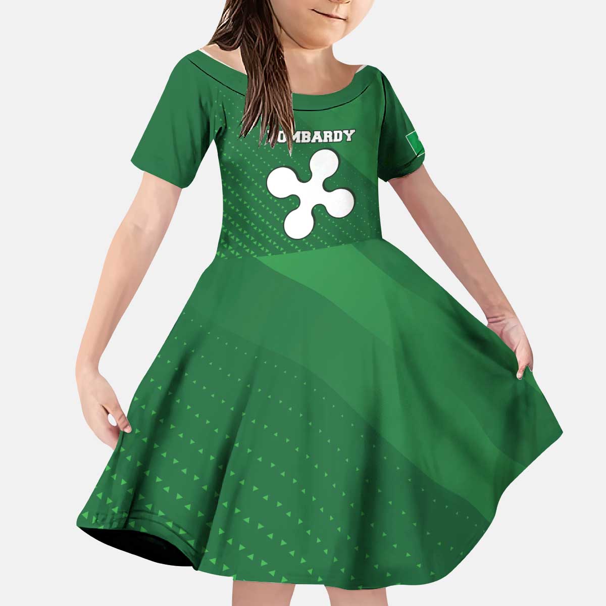 Italy Lombardy Kid Short Sleeve Dress Map With Flag Style - Wonder Print Shop