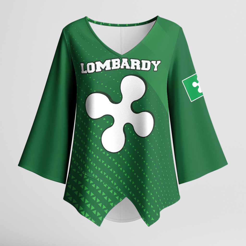 Italy Lombardy Kimono Sleeve Blouse Map With Flag Style - Wonder Print Shop