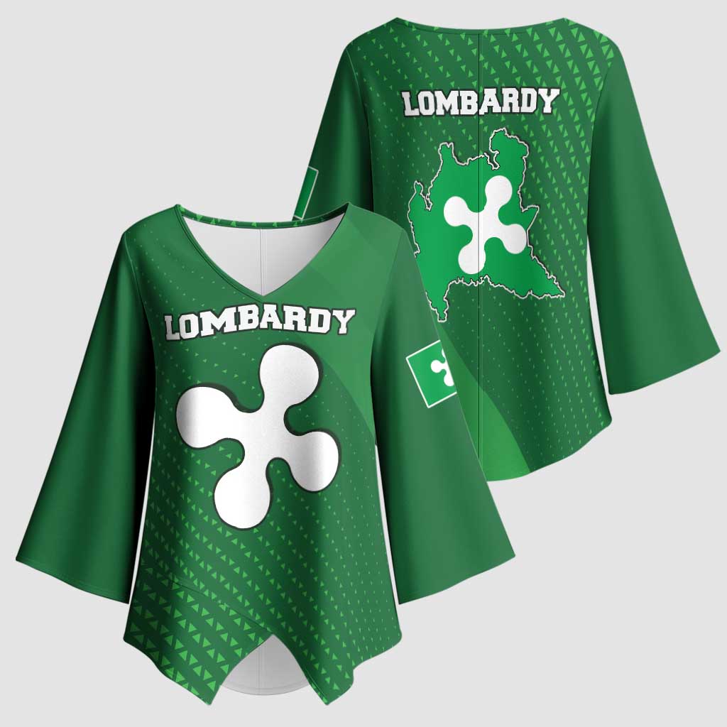 Italy Lombardy Kimono Sleeve Blouse Map With Flag Style - Wonder Print Shop