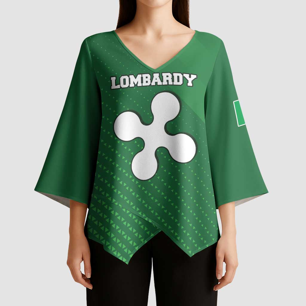 Italy Lombardy Kimono Sleeve Blouse Map With Flag Style - Wonder Print Shop