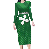 Italy Lombardy Long Sleeve Bodycon Dress Map With Flag Style - Wonder Print Shop
