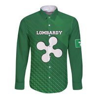 Italy Lombardy Long Sleeve Button Shirt Map With Flag Style - Wonder Print Shop