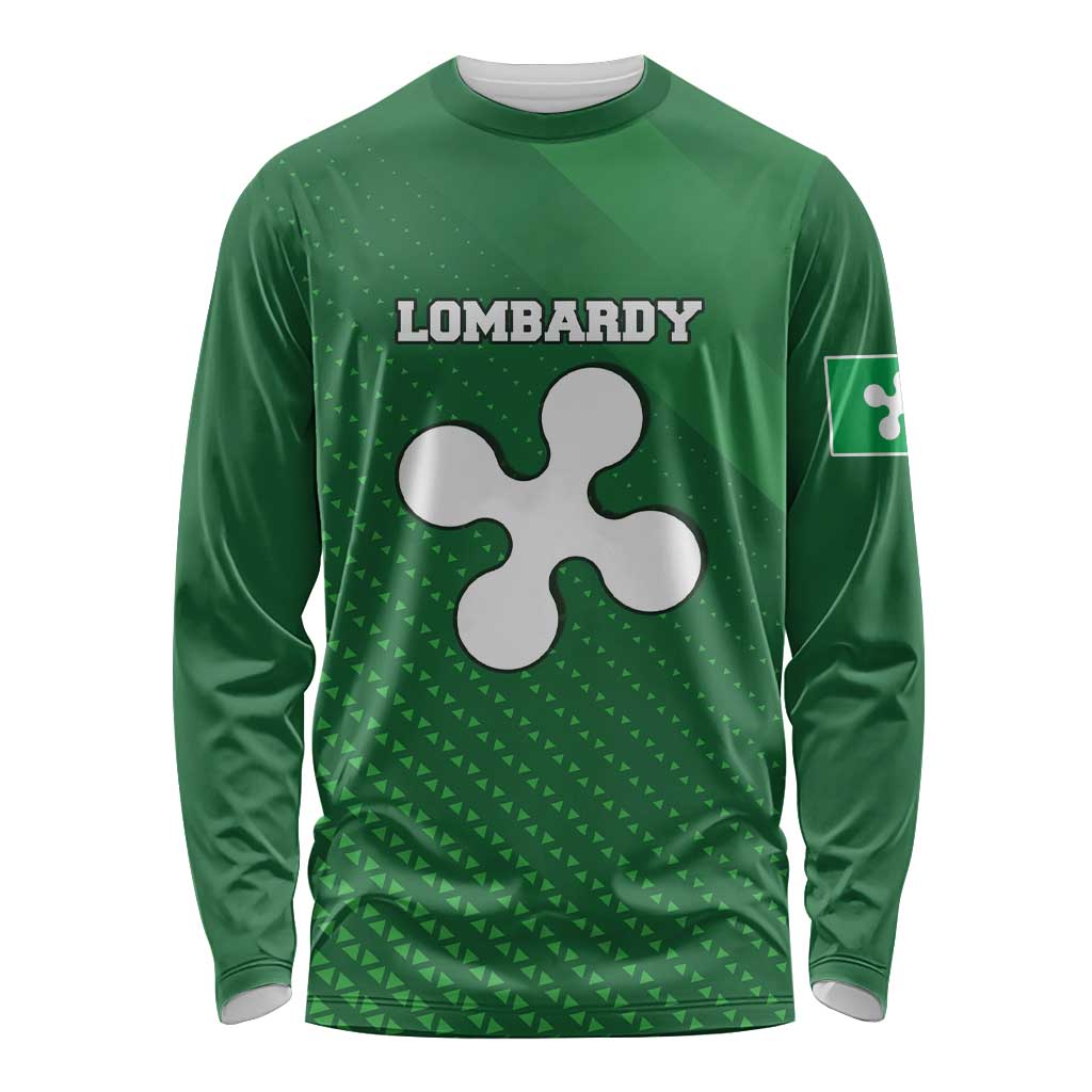 Italy Lombardy Long Sleeve Shirt Map With Flag Style - Wonder Print Shop