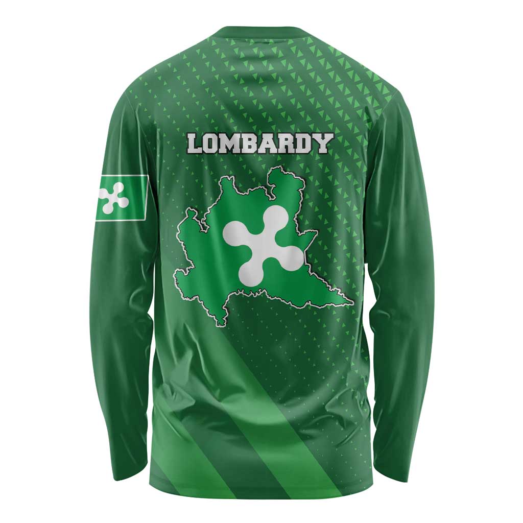 Italy Lombardy Long Sleeve Shirt Map With Flag Style - Wonder Print Shop