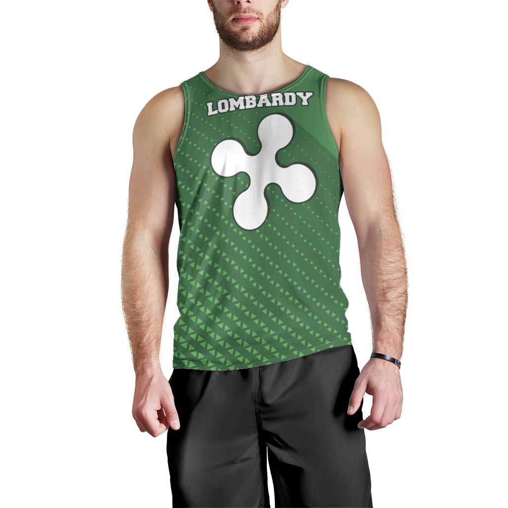 Italy Lombardy Men Tank Top Map With Flag Style - Wonder Print Shop