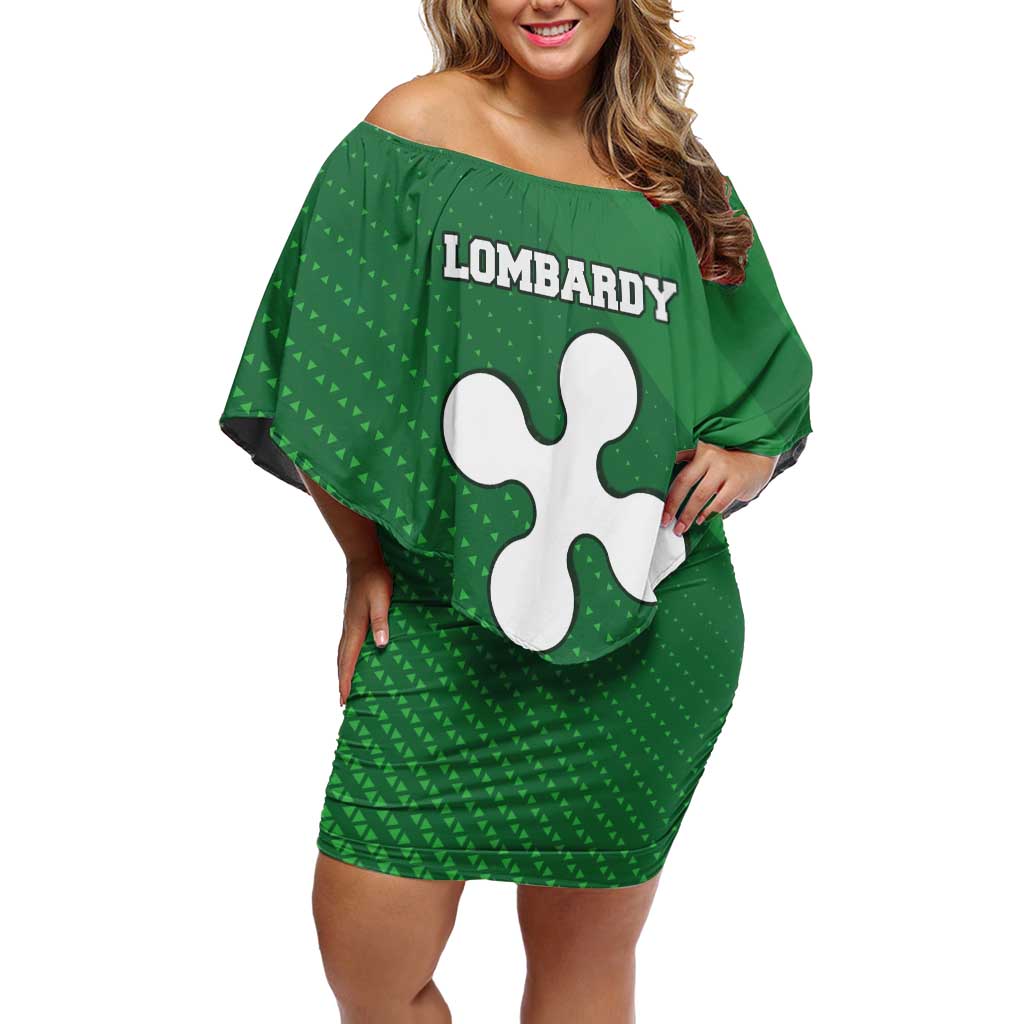 Italy Lombardy Off Shoulder Short Dress Map With Flag Style - Wonder Print Shop