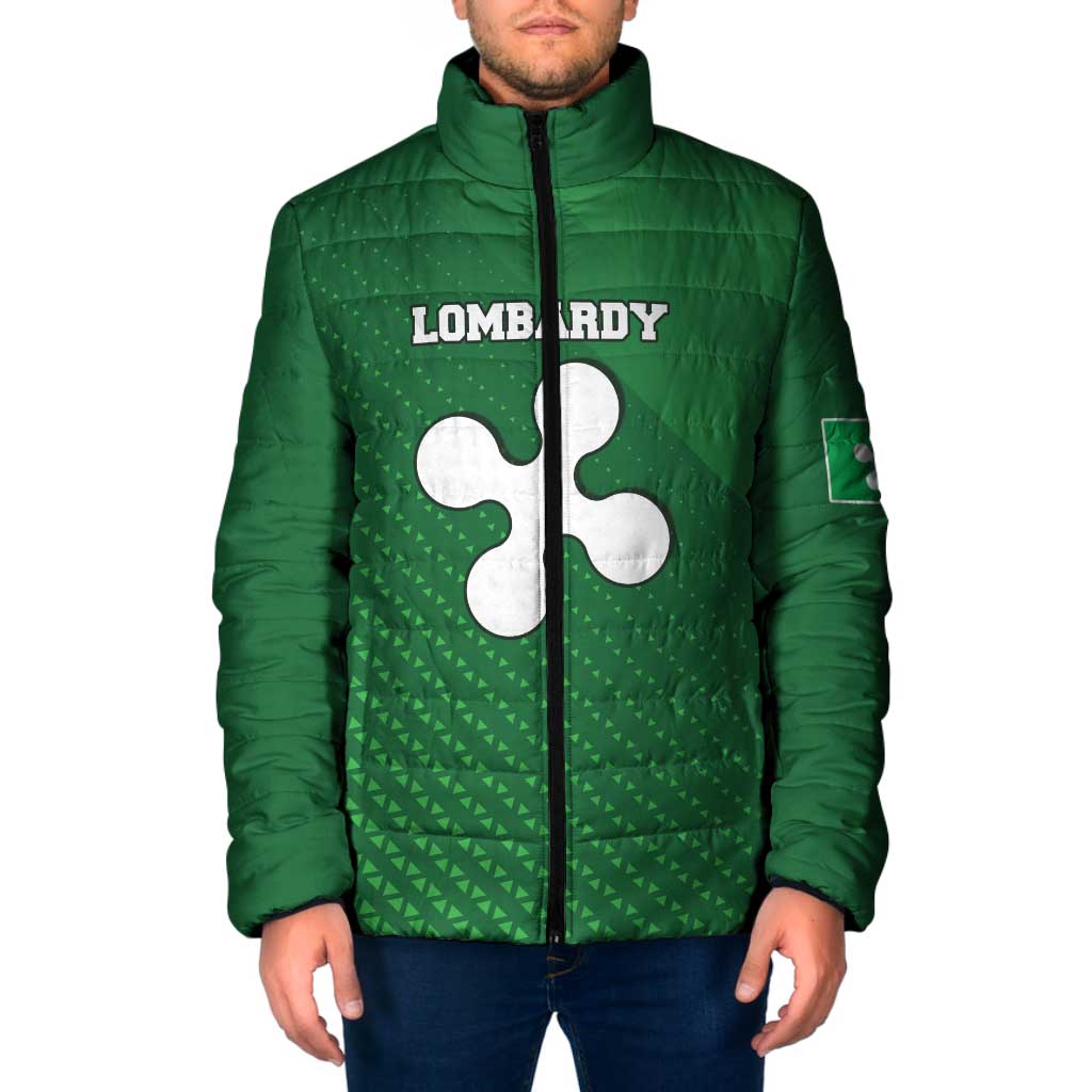 Italy Lombardy Padded Jacket Map With Flag Style - Wonder Print Shop