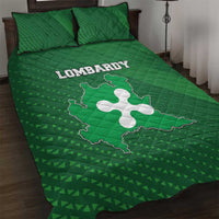Italy Lombardy Quilt Bed Set Map With Flag Style - Wonder Print Shop