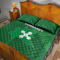 Italy Lombardy Quilt Bed Set Map With Flag Style - Wonder Print Shop