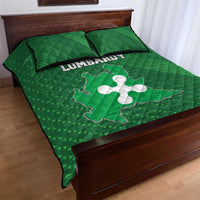 Italy Lombardy Quilt Bed Set Map With Flag Style - Wonder Print Shop