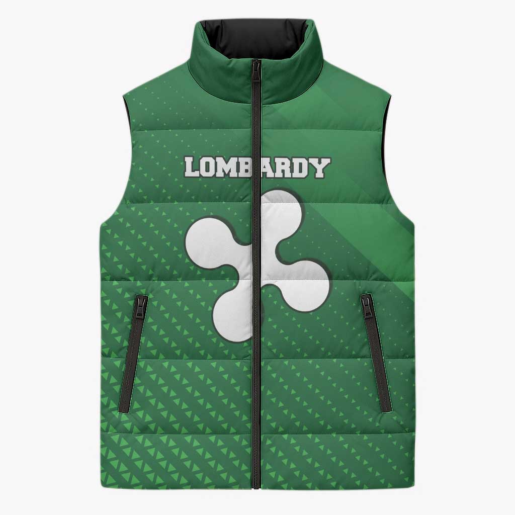 Italy Lombardy Sleeveless Puffer Jacket Map With Flag Style - Wonder Print Shop