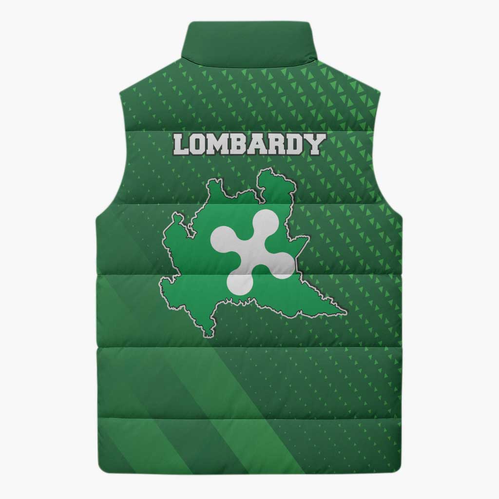 Italy Lombardy Sleeveless Puffer Jacket Map With Flag Style - Wonder Print Shop