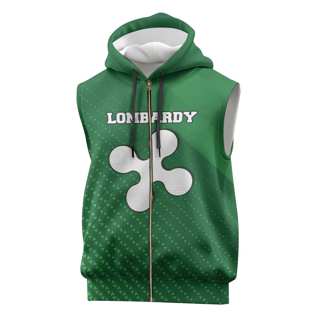 Italy Lombardy Sleeveless Zip Hoodie Map With Flag Style - Wonder Print Shop
