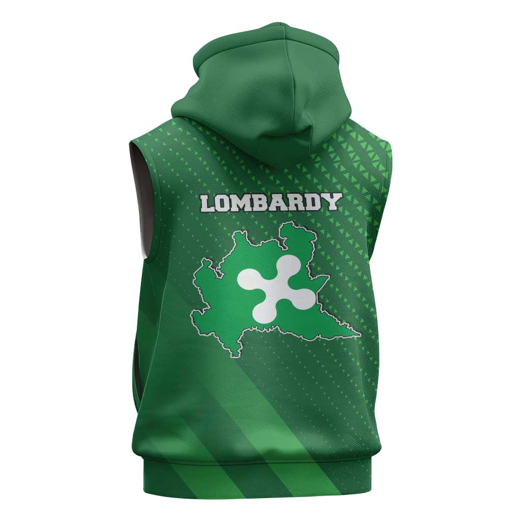 Italy Lombardy Sleeveless Zip Hoodie Map With Flag Style - Wonder Print Shop